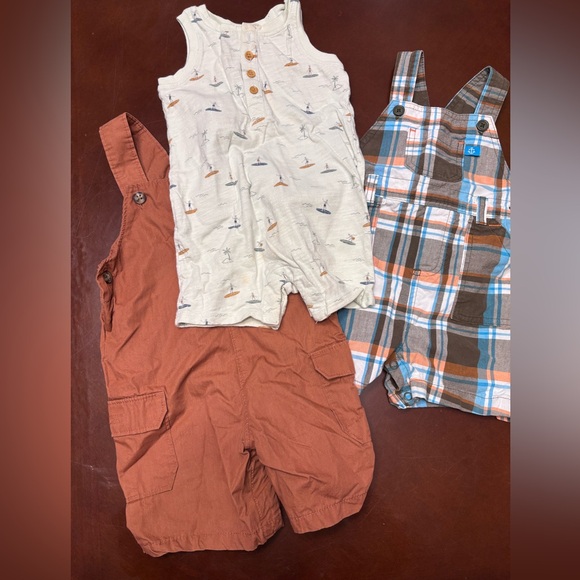 LC Lauren Conrad Other - Brown and Patterned Baby Overalls Set baby boy 12 months